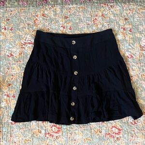Final Touch Black Button-Front Mini Rayon Skirt Medium